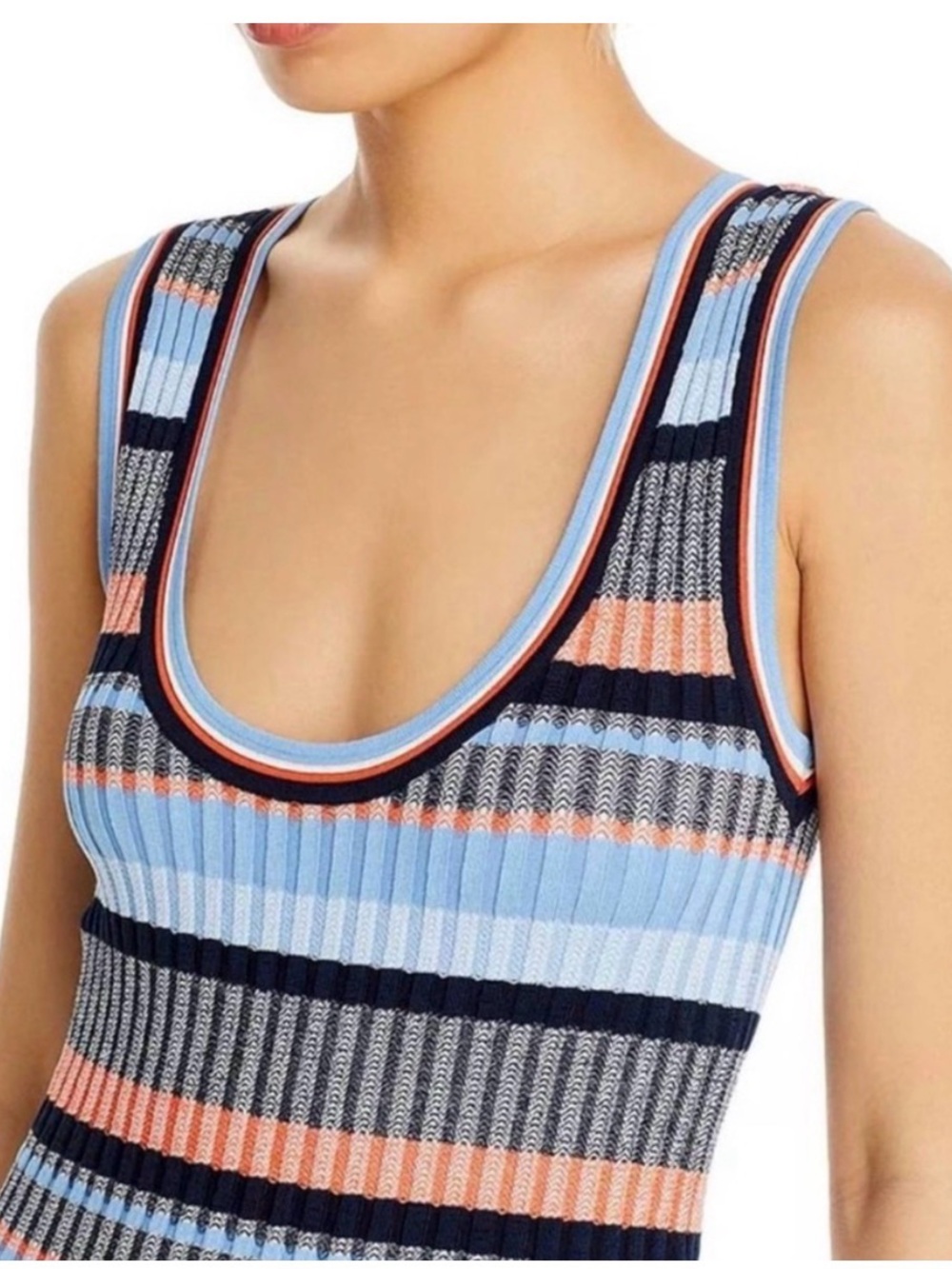 Retail $448 Veronica Beard Striped Ribbed Midi Dress i12 XL - Picture 6 of 6